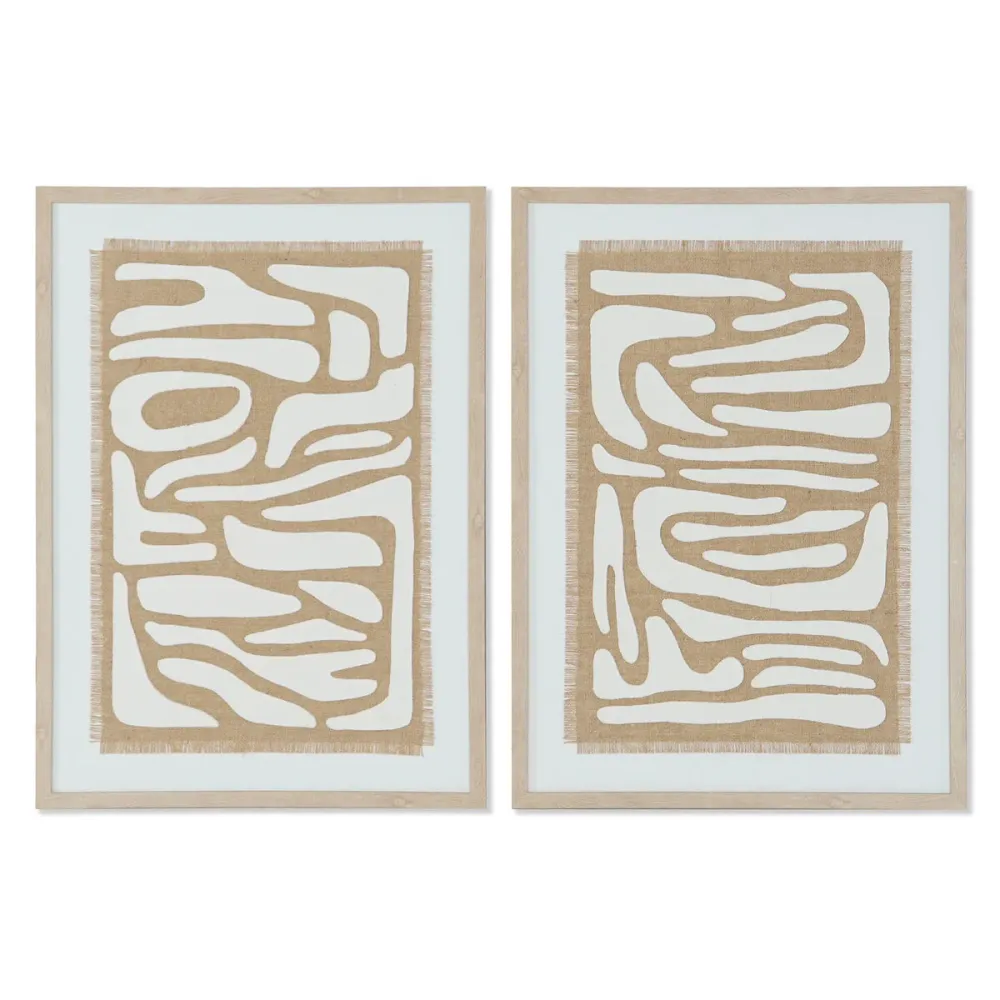 Картина Home ESPRIT Бял Бежов Абстрактен Скандинавски 52,7 x 2,5 x 72,5 cm (2 броя)