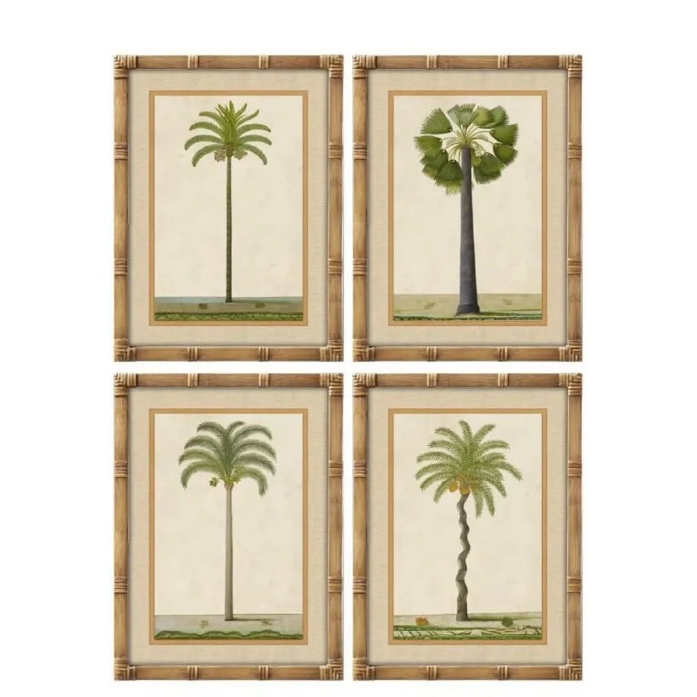 Картина Home ESPRIT Зелен Естествен Палми Тропически 45 x 2,5 x 60 cm (4 броя)
