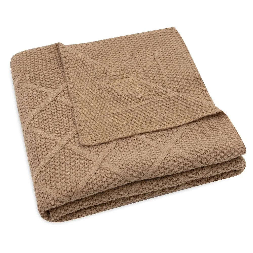 Jollein бебешко одеяло Check Knit Biscuit 100 x 75 cm
