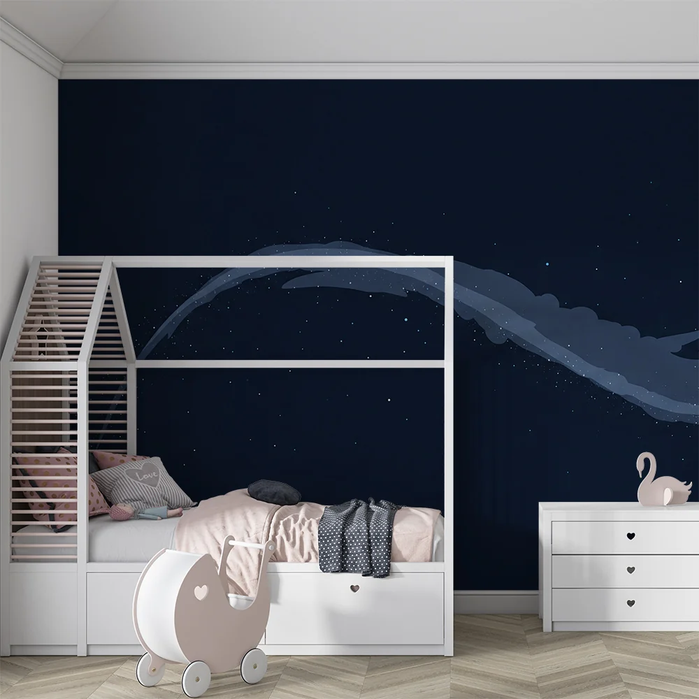 Kids room wallpaper | Звездно небе с меки облаци и светли проблясъци