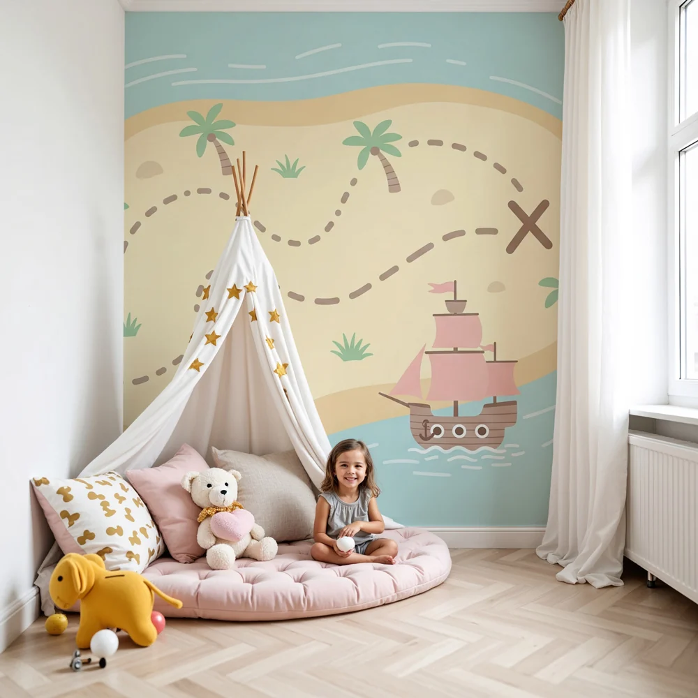 Kinderzimmer Tapete | Abenteuer auf einer einsamen Insel