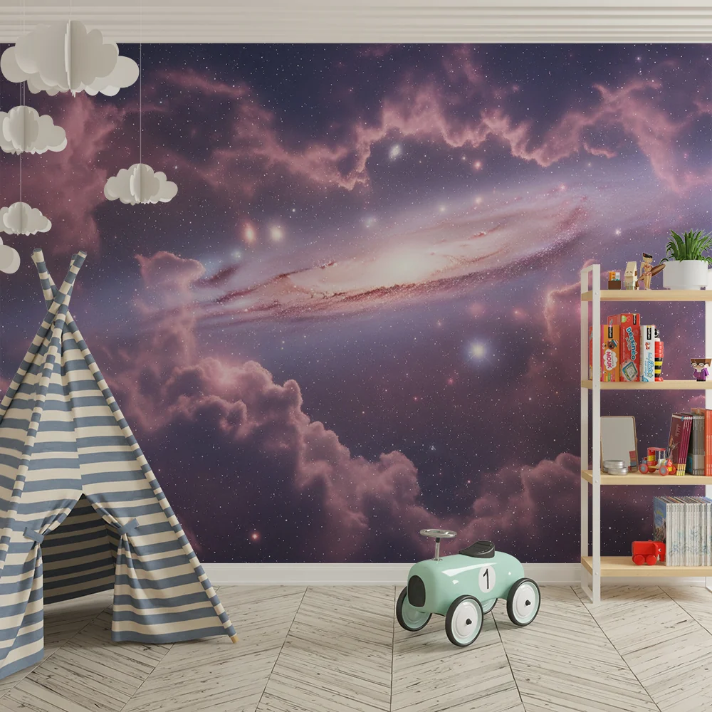 Kinderzimmer Tapete | Galaktisches Universum mit Nebeln und funkelnden Sternen
