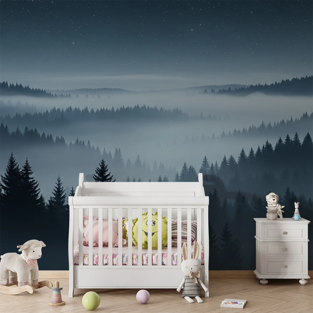 Kinderzimmer Tapete | Geheimnisvoller Wald unter den Sternen