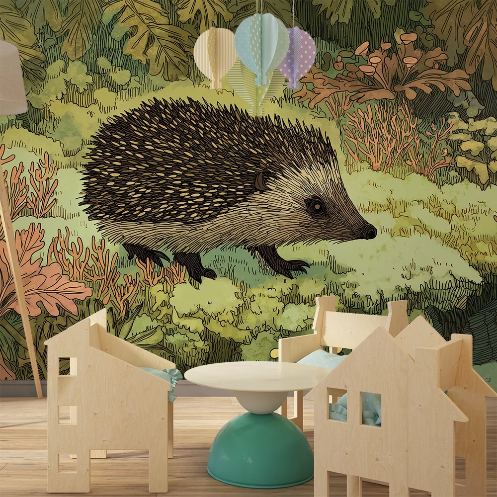 Kinderzimmer Tapete | Igel im verzauberten Wald