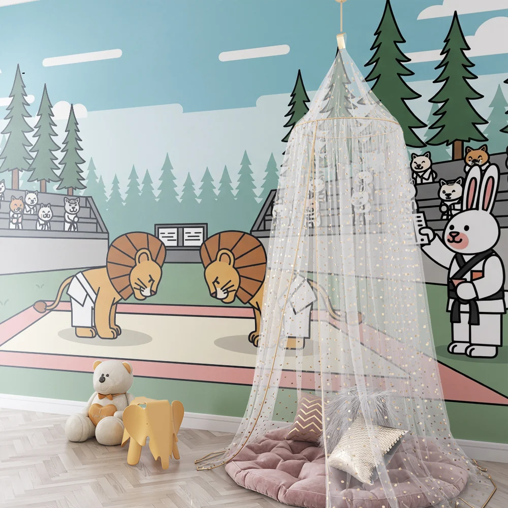 Kinderzimmer Tapete | Kampf der Löwen einem lebhaften Dojo