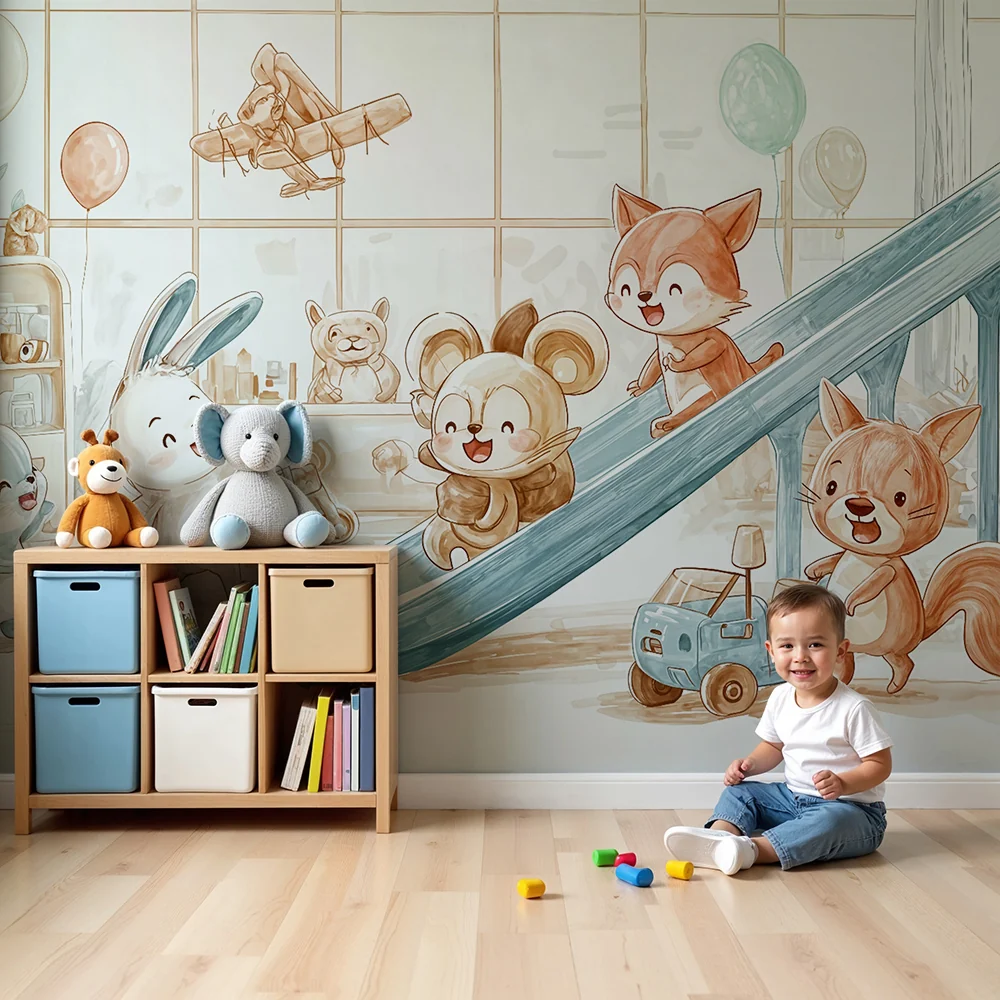 Kinderzimmer Tapete | Lustige Tiere