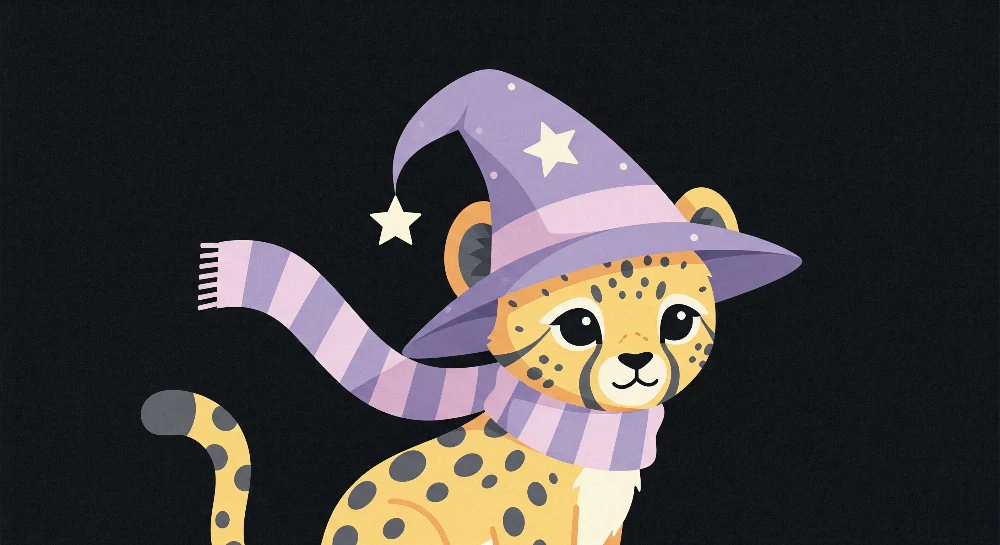 Kinderzimmer Tapete | Magischer Leopard mit Hut und Schal