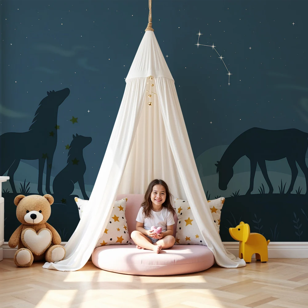 Kinderzimmer Tapete | Nacht Tiere unter den Sternen