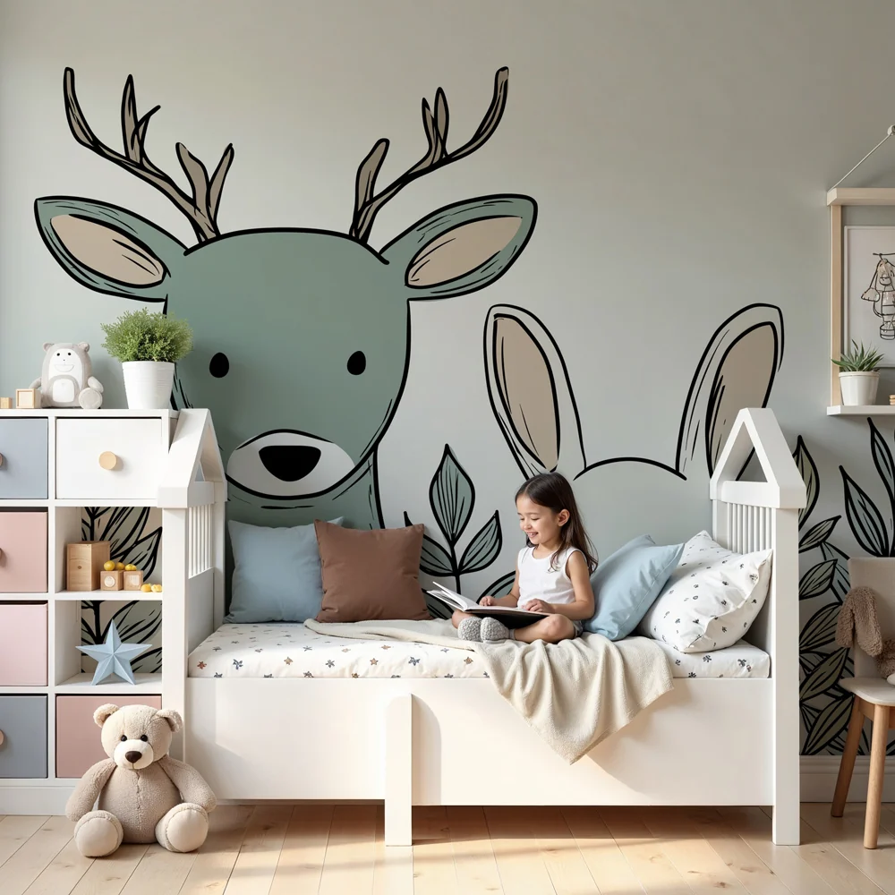 Kinderzimmer Tapete | Nette Waldtiere