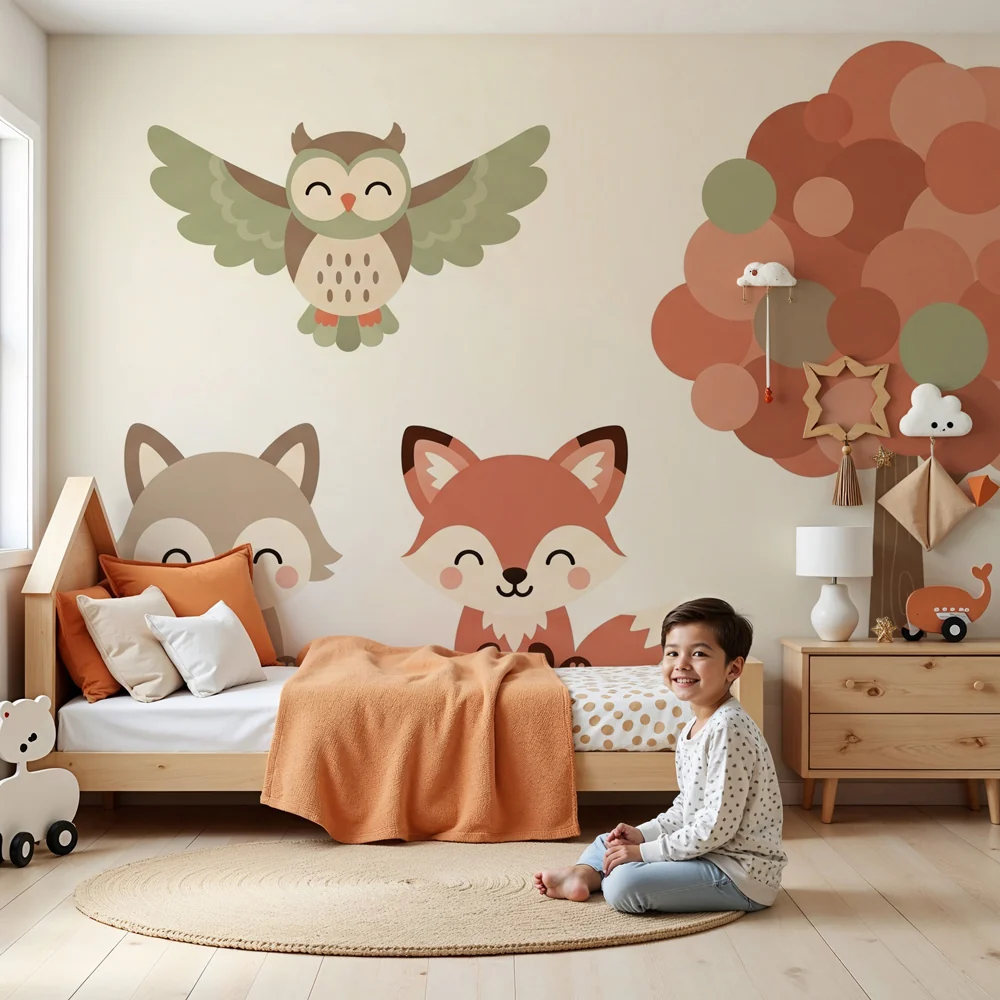 Kinderzimmer Tapete | Niedliche Waldtiere