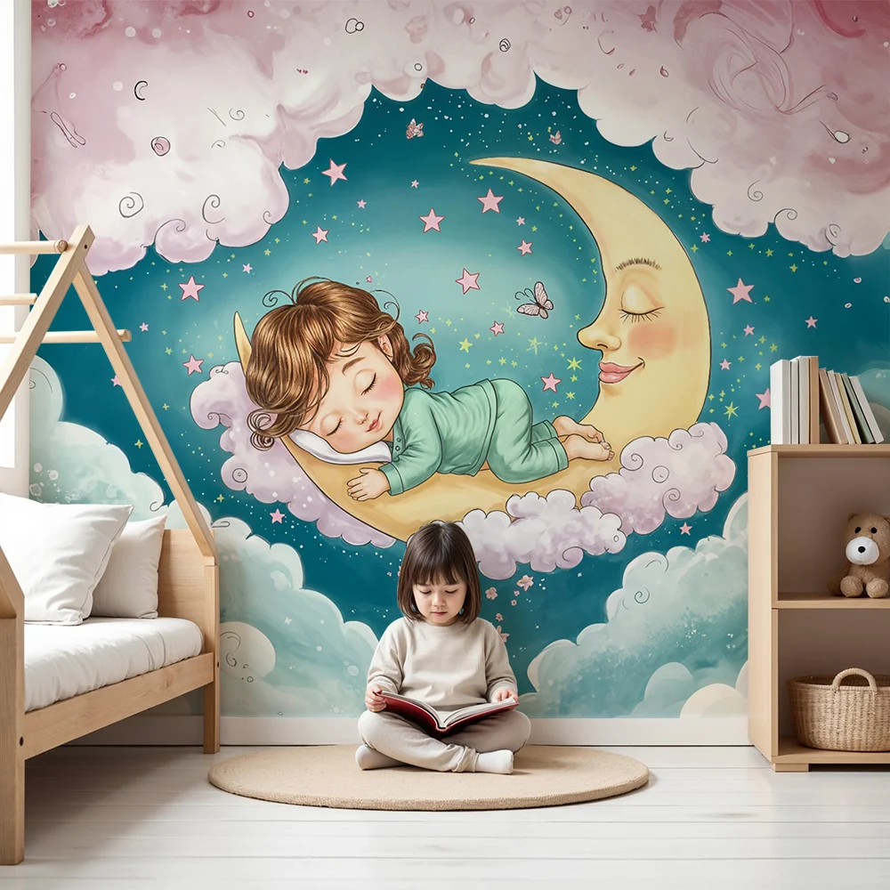 Kinderzimmer Tapete | Traum von Sternen und Mond