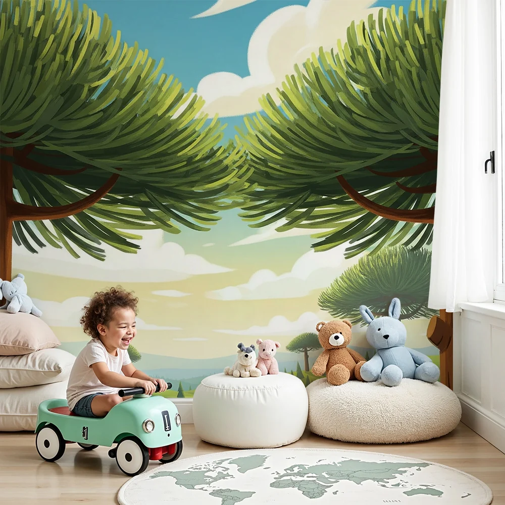Kinderzimmer Tapete | Verzauberter Wald mit majestätischen Bäumen