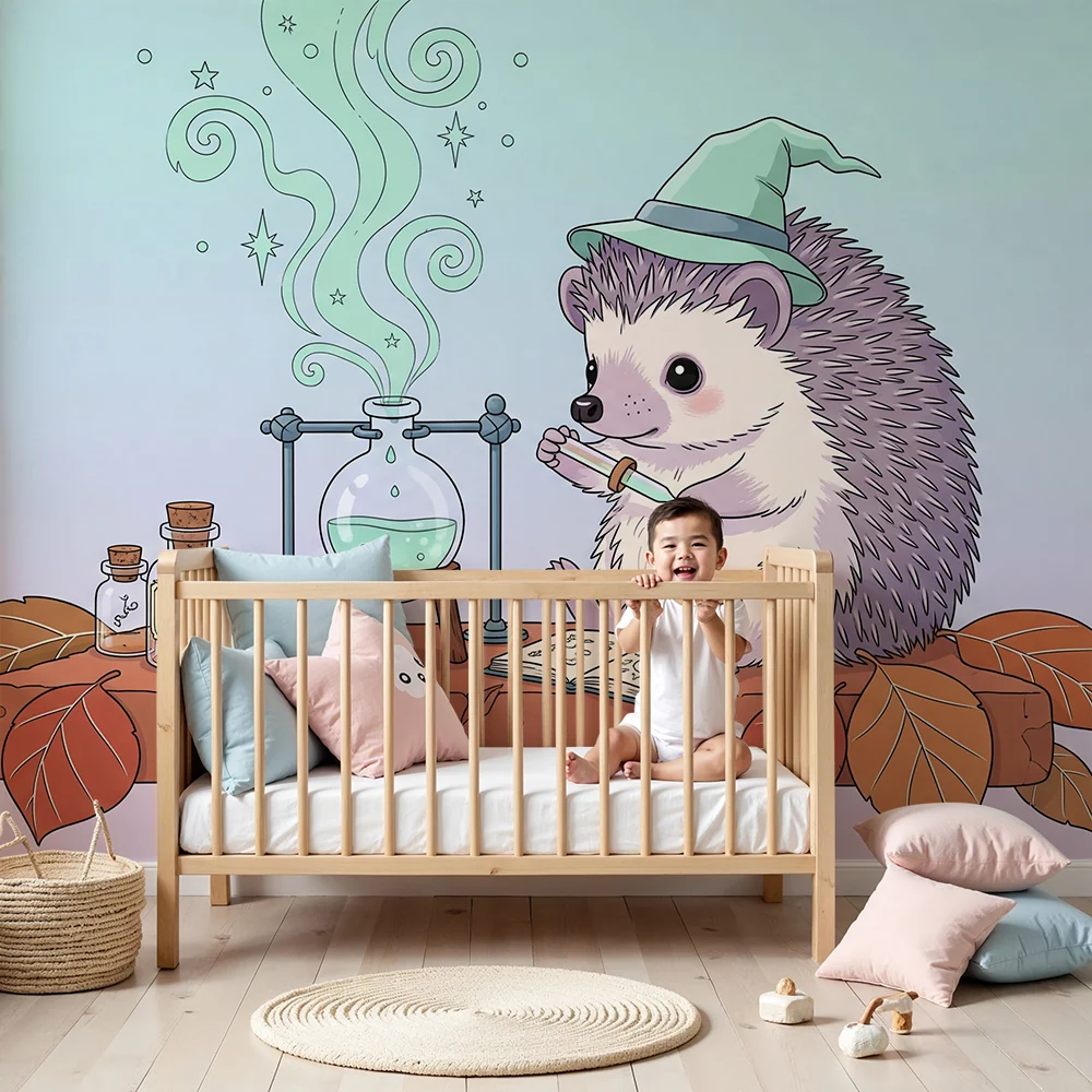 Kinderzimmer Tapete | Zaubernder Igel vollem magischen Trank