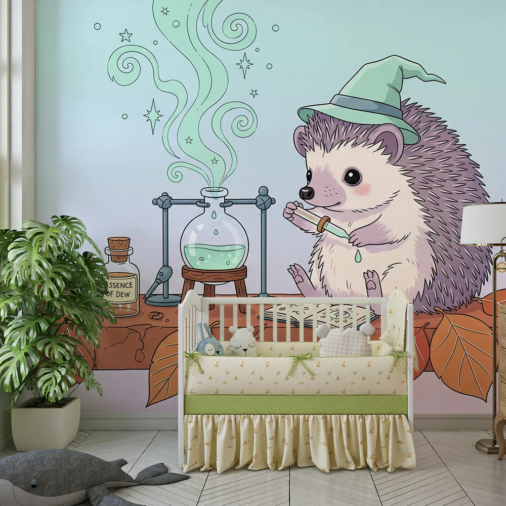 Kinderzimmer Tapete | Zaubernder Igel vollem magischen Trank