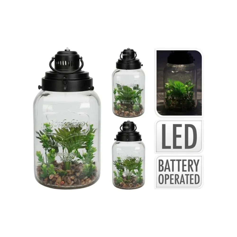 ИЗКУСТВЕНО ЦВЕТЕ СТЪКЛЕН СЪД LED 16Х33СМ