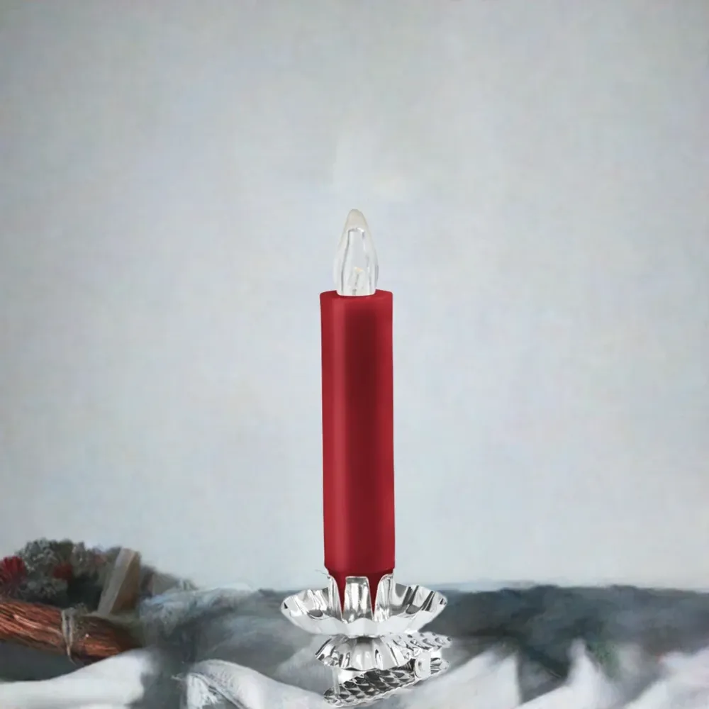 12 LED Коледни свещи за елха, червени