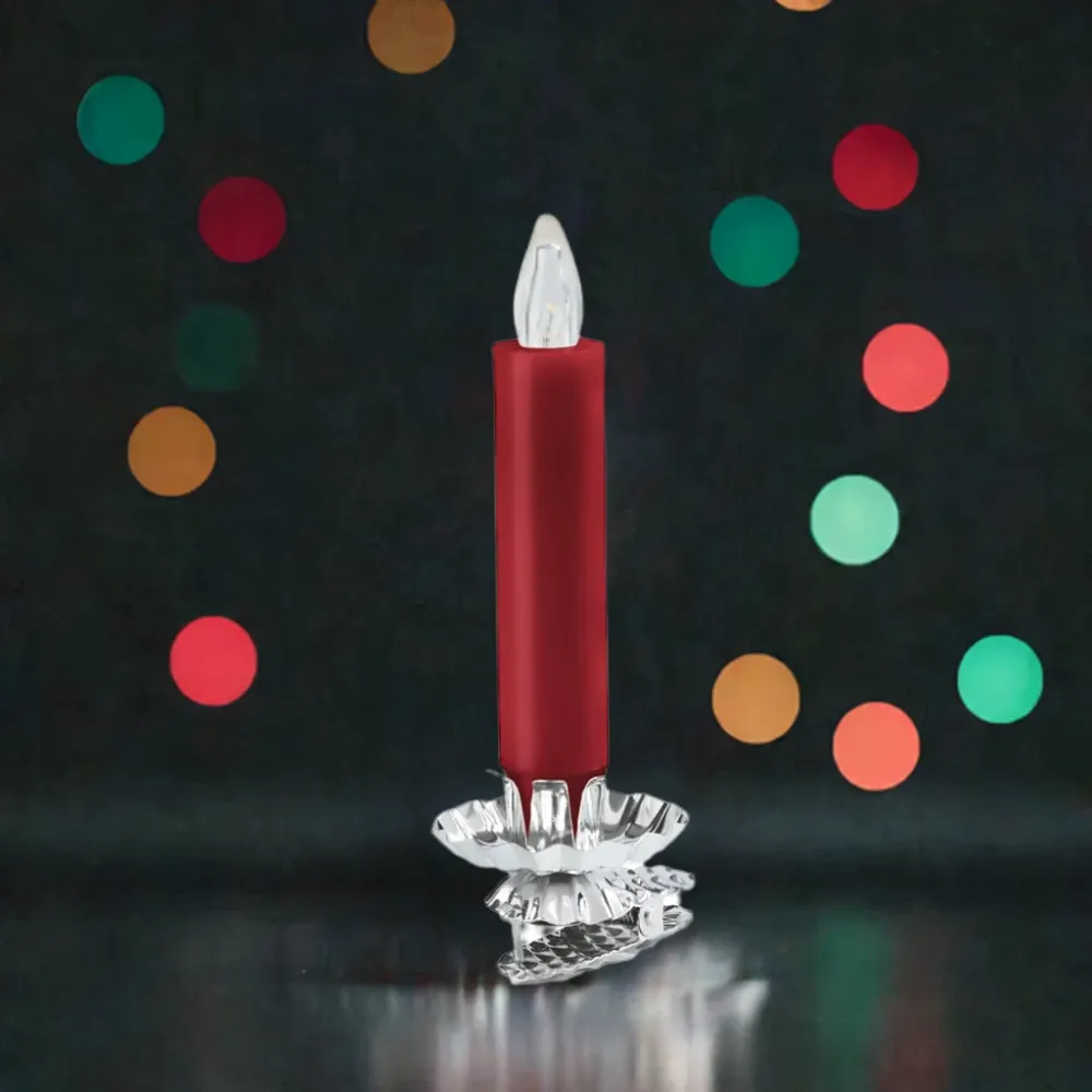 12 LED Коледни свещи за елха, червени