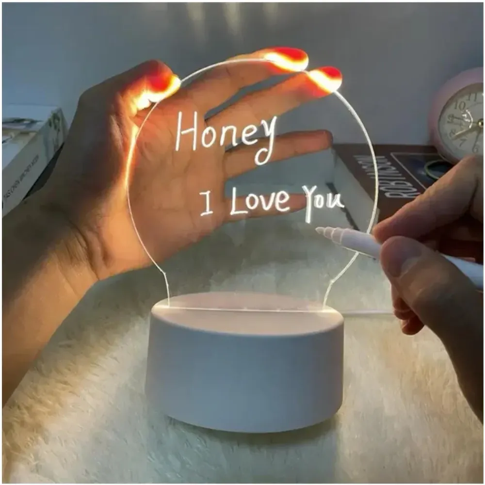 3D LED нощна лампа - табло за съобщения