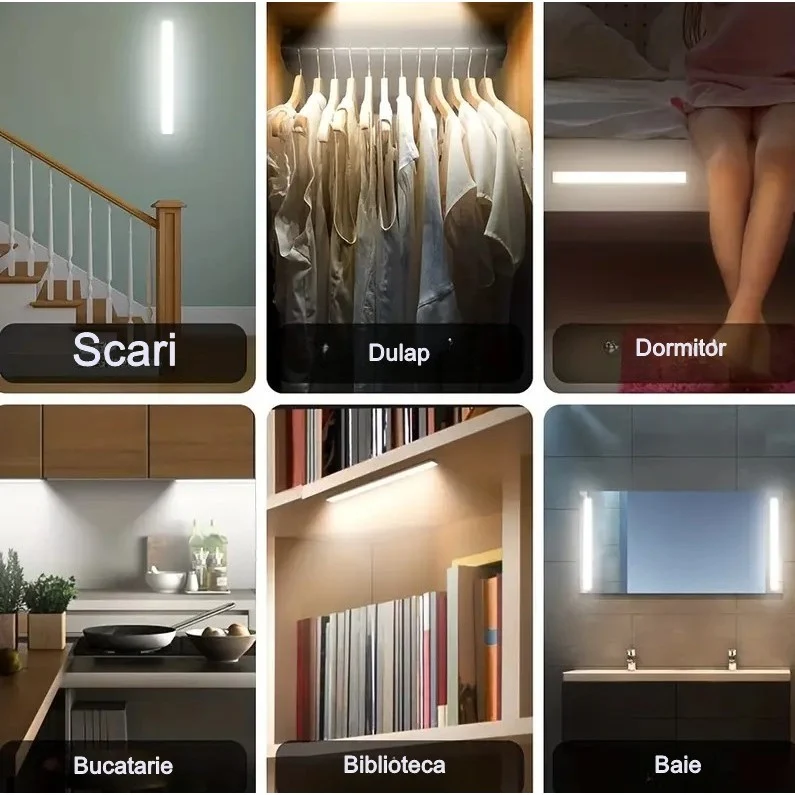 LED лампа със сензор за светлина и движение 20 см, регулируем интензитет, магнитна стойка, 34 светодиода, 71.49 лумена, ба...