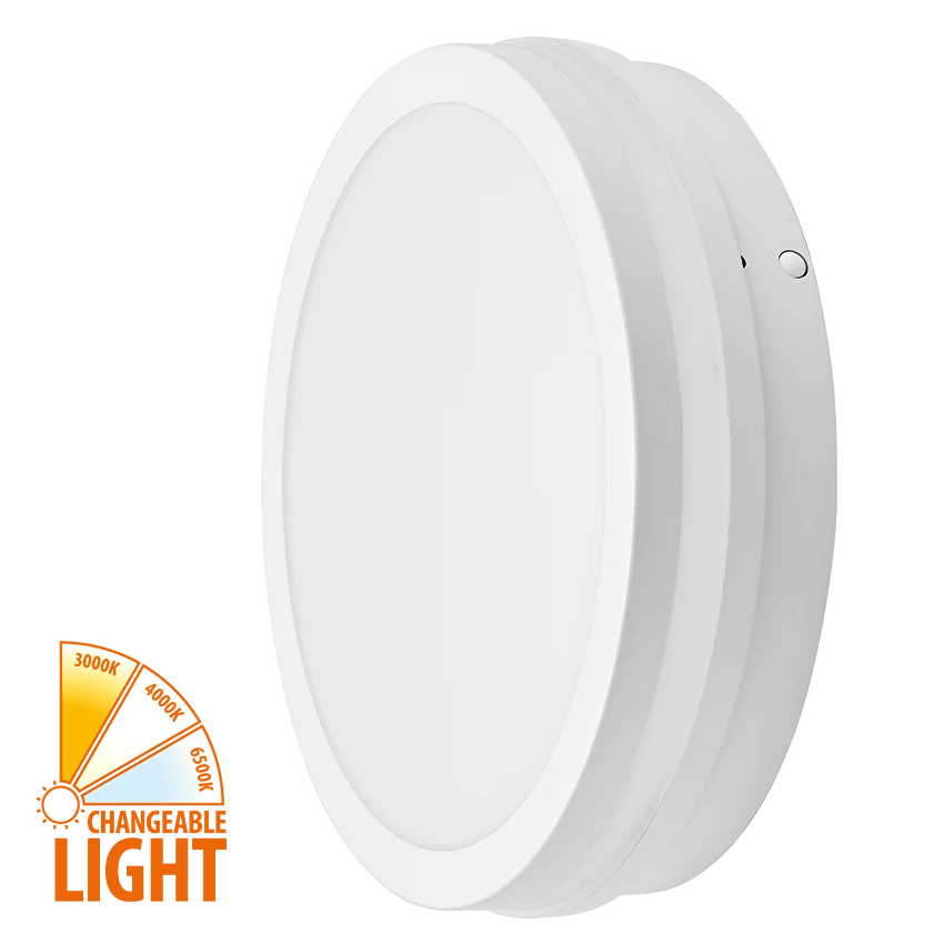 LED Влагозащитена кръгла плафониера с сензор за движение Бяла UltraLux 18W, 3000K/4000K/6500K, 220V-240V AC, IP54
