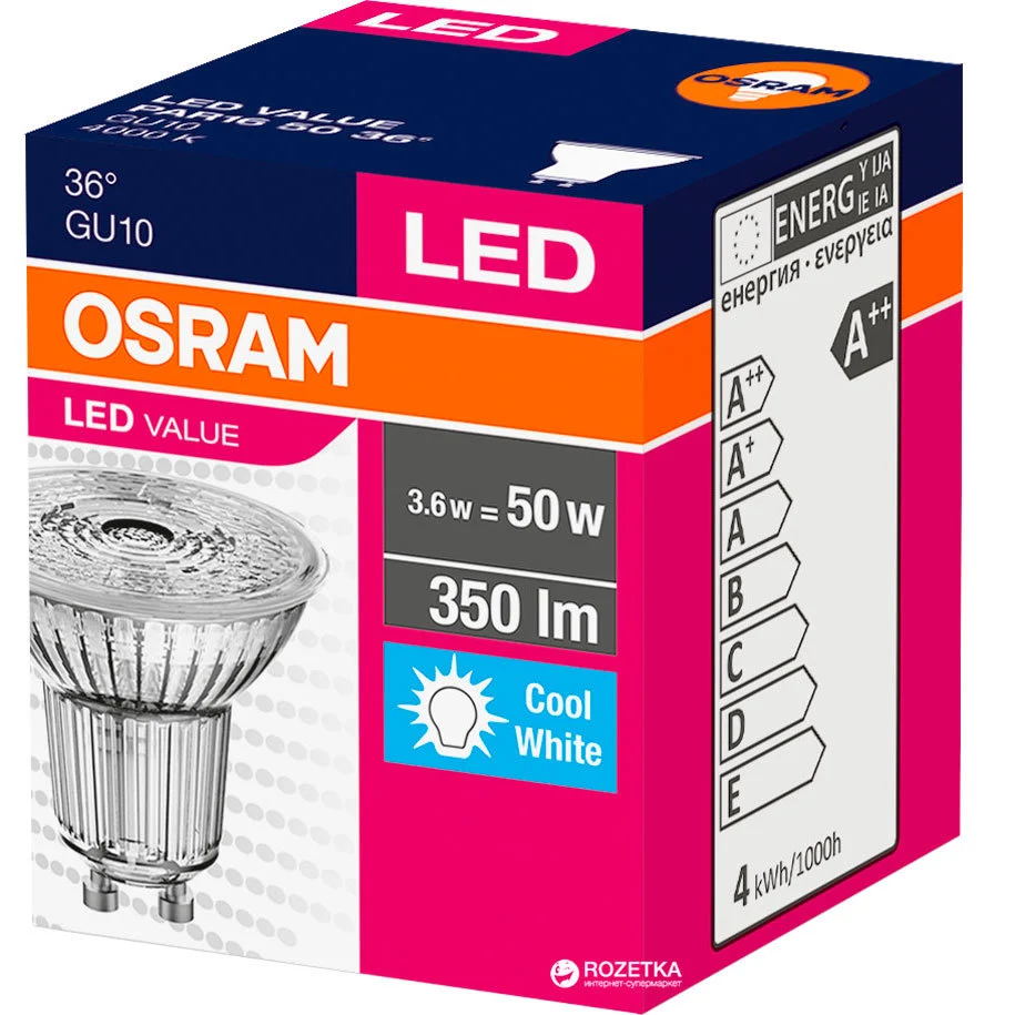 LED Value PAR 16 50 луна 4.3w/865/350lm 230V GU10 817715