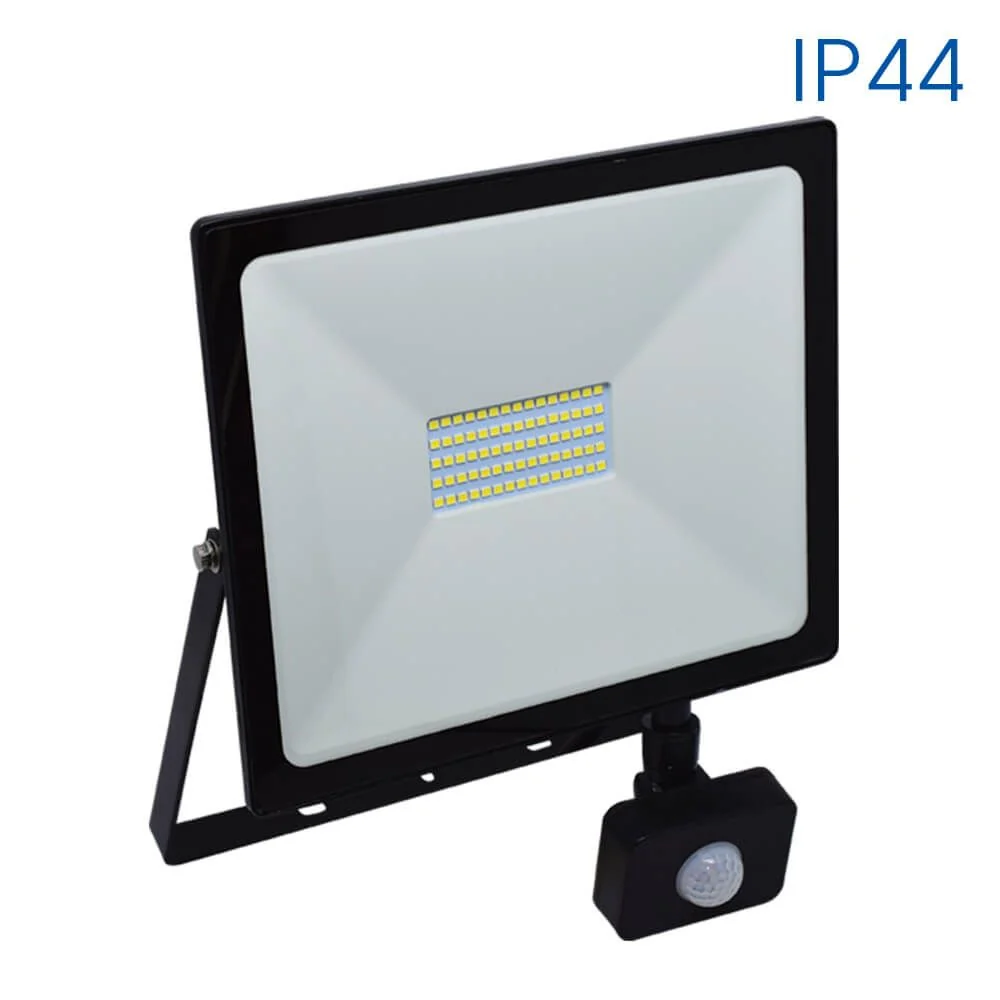 LED прожектор със сензор VIVALUX NYX LED ∙ 50W ∙ ЧЕРЕН ∙ 6400K ∙ IP44
