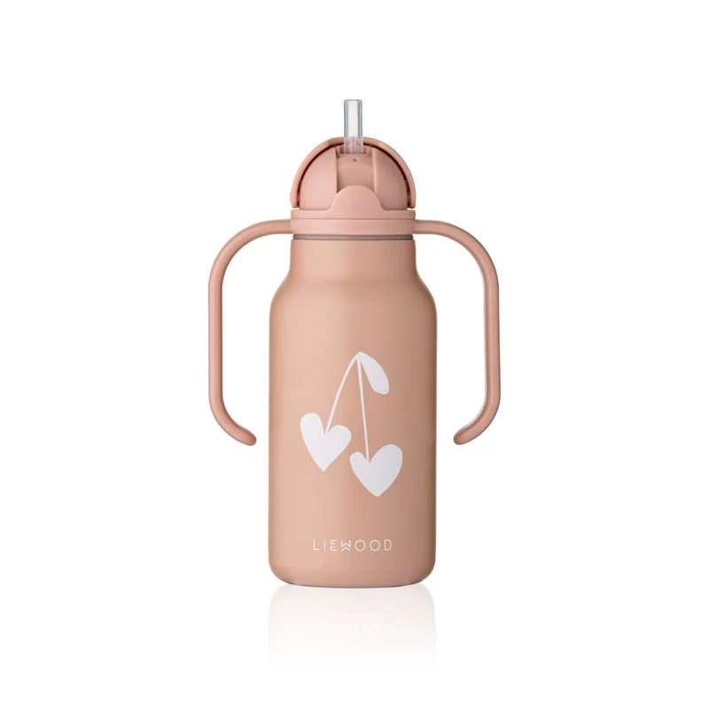 Liewood Кимми бутилка за напитки - Неръждаема стомана - 250ml - Сладки сърца/Светъл Тоскана