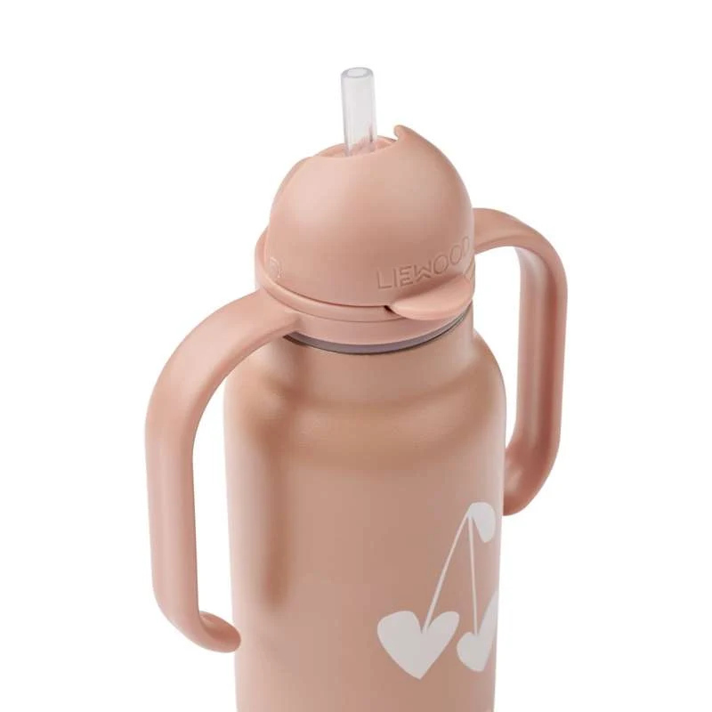 Liewood Кимми бутилка за напитки - Неръждаема стомана - 250ml - Сладки сърца/Светъл Тоскана