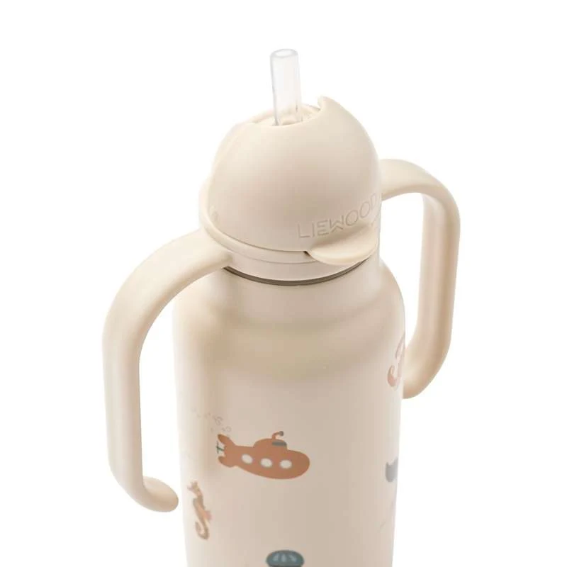 Liewood Кимми бутилка за напитки - Неръждаема стомана - 250ml - Морско същество/Пясък