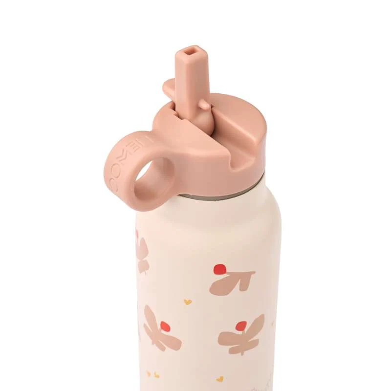 Liewood Фалк бутилка за напитки - Неръждаема стомана - 350ml - Пеперуда/Ябълков цвят