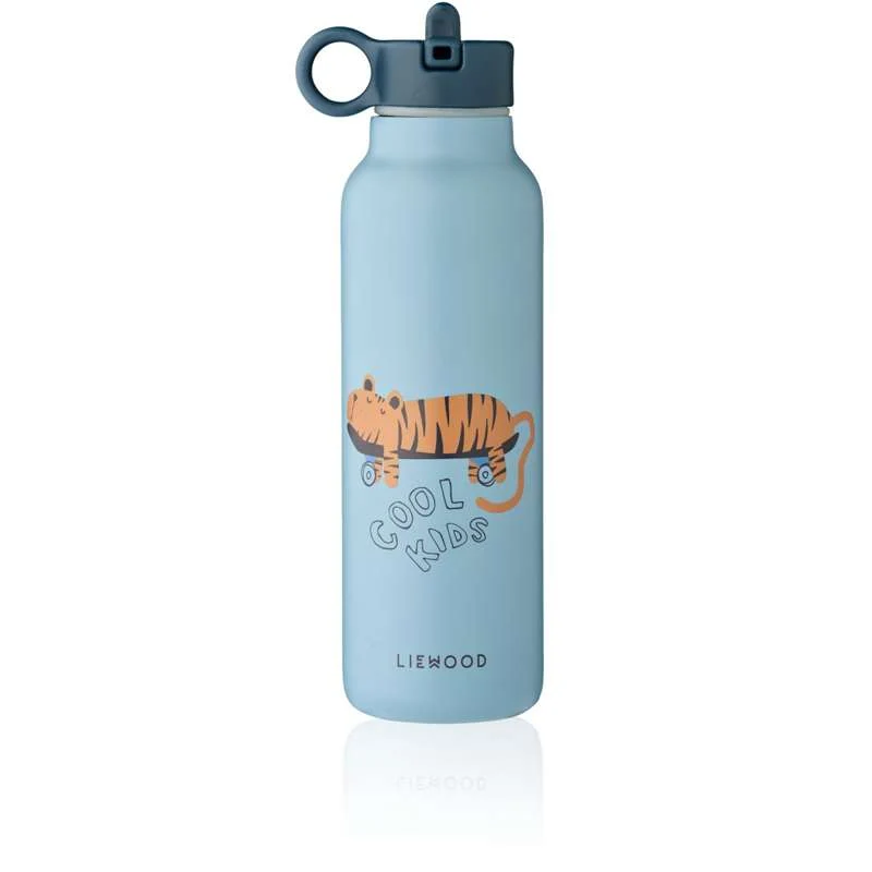 Liewood Фалк бутилка за напитки - Неръждаема стомана - 500ml - Тигър/Плажно синьо