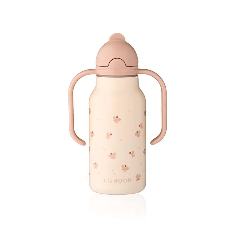 Liewood Kimmie бутилка за напитки - Неръждаема стомана - 250ml - Мини Пеперуда/Ябълков цвят