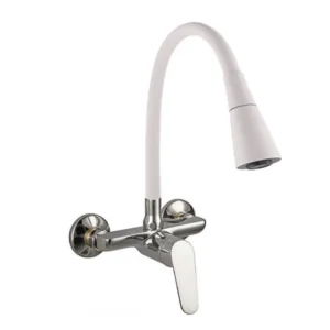 LINNI WHITE смесител стенен бяла лебедка ICF 5108152W 7313