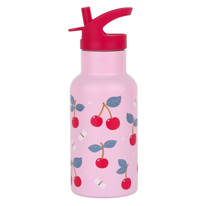 Little Lovely Company Стъклена бутилка за напитки - 350ml - Череши