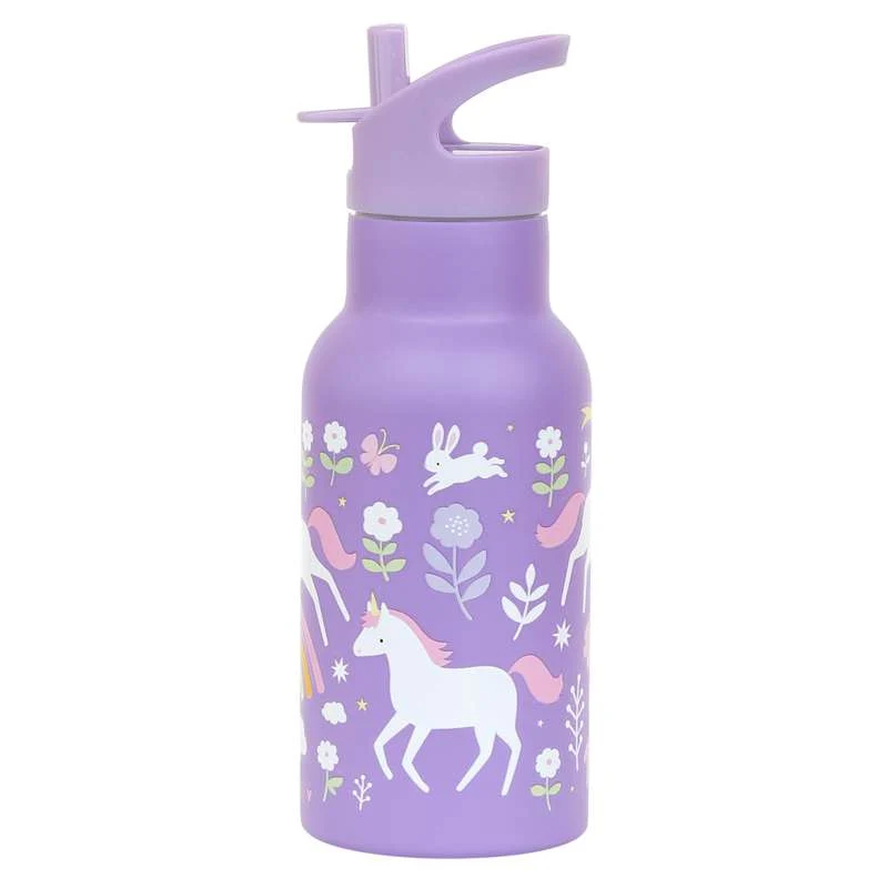 Little Lovely Company Стъклена бутилка за напитки - 350ml - Мечти за еднорози
