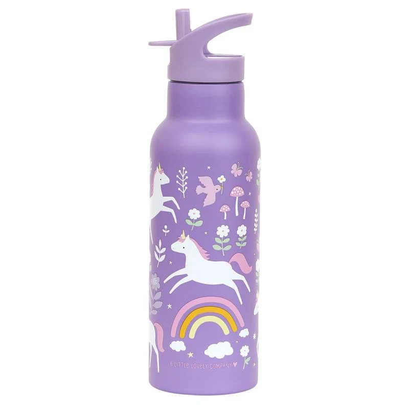 Little Lovely Company Стъклена бутилка за напитки - XL - 500ml - Мечти за еднорози