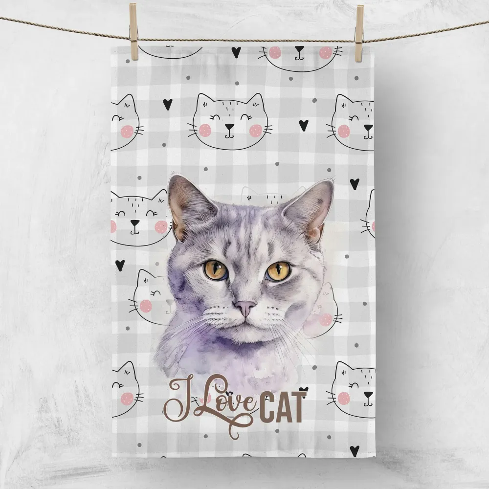 Кухненска кърпа I LOVE CAT 4011