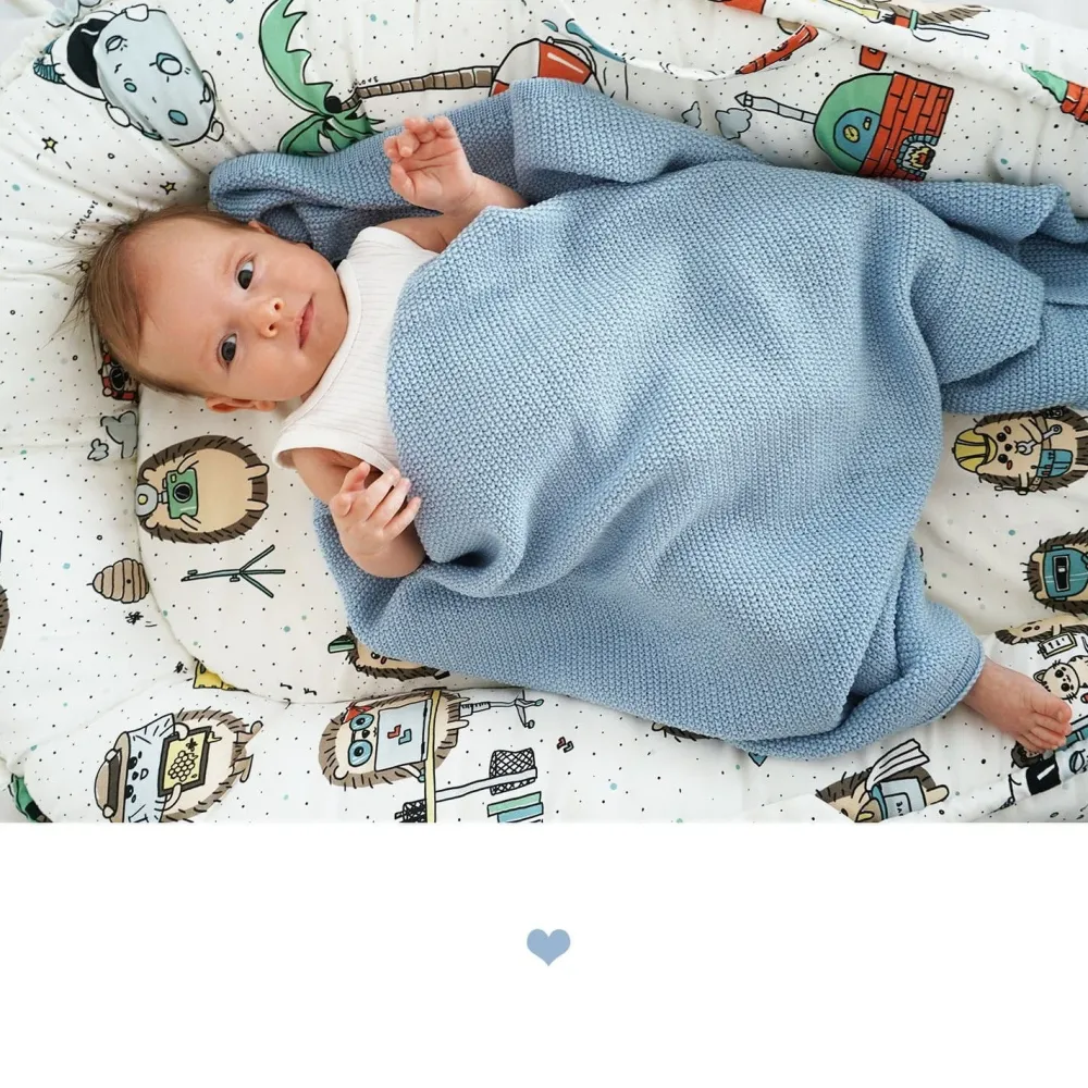 LullaLove бебешко одеяло от мериносова вълна син облак