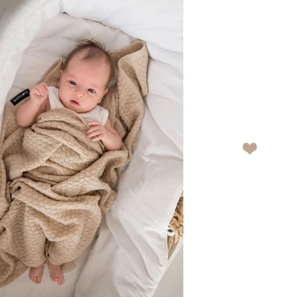 LullaLove бебешко одеяло от мериносова вълна, бежово