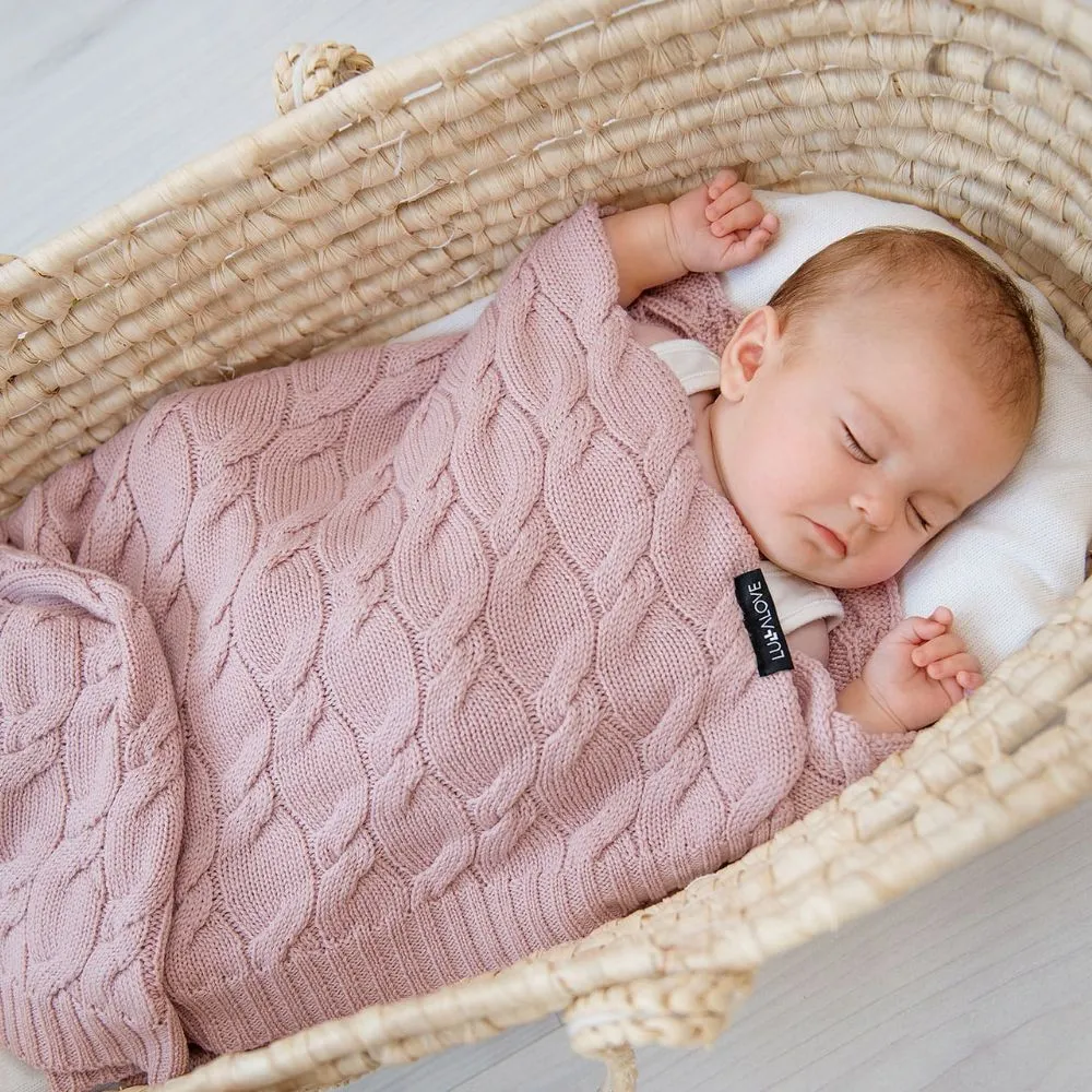 LullaLove бебешко одеяло от мериносова вълна прахово розово