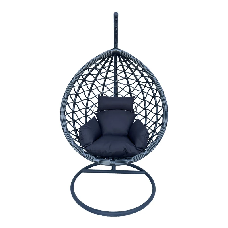 Градинска люлка Lyere със сива метална основа със сив пе ратан 120x108x195cм