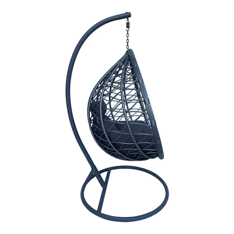 Градинска люлка Lyere със сива метална основа със сив пе ратан 120x108x195cм