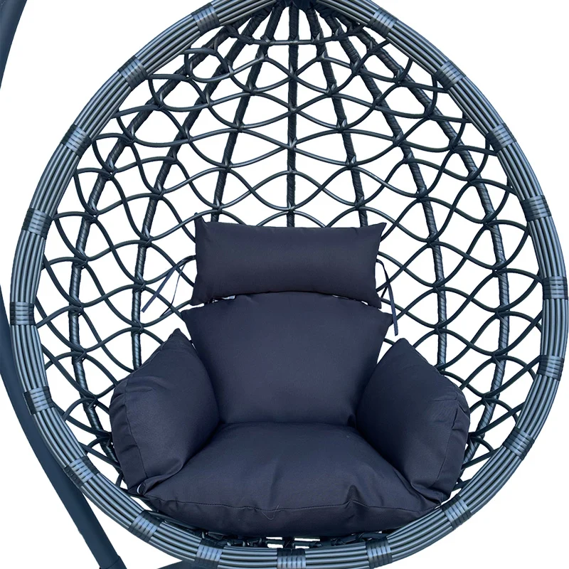 Градинска люлка Lyere със сива метална основа със сив пе ратан 120x108x195cм