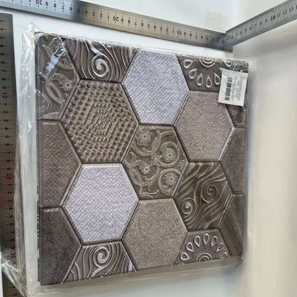 10 X 3D шестоъгълни мраморно сиви самозалепващи плочки | MarmoDecor