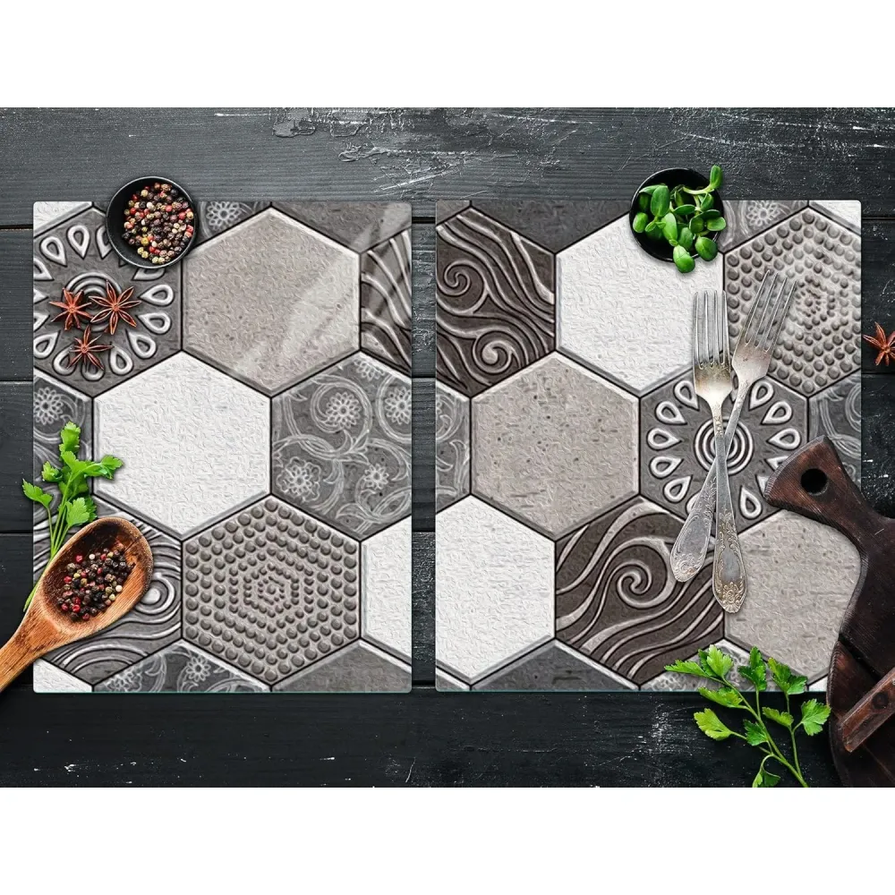 10 X 3D шестоъгълни мраморно сиви самозалепващи плочки | MarmoDecor