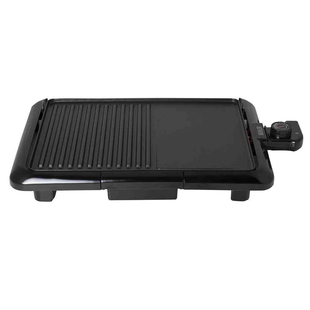 Електрическа скара Muhler MG-2536, 2000W, 2 зони на печене, Незалепващо покритие, 25х36см, Термостат, Черен