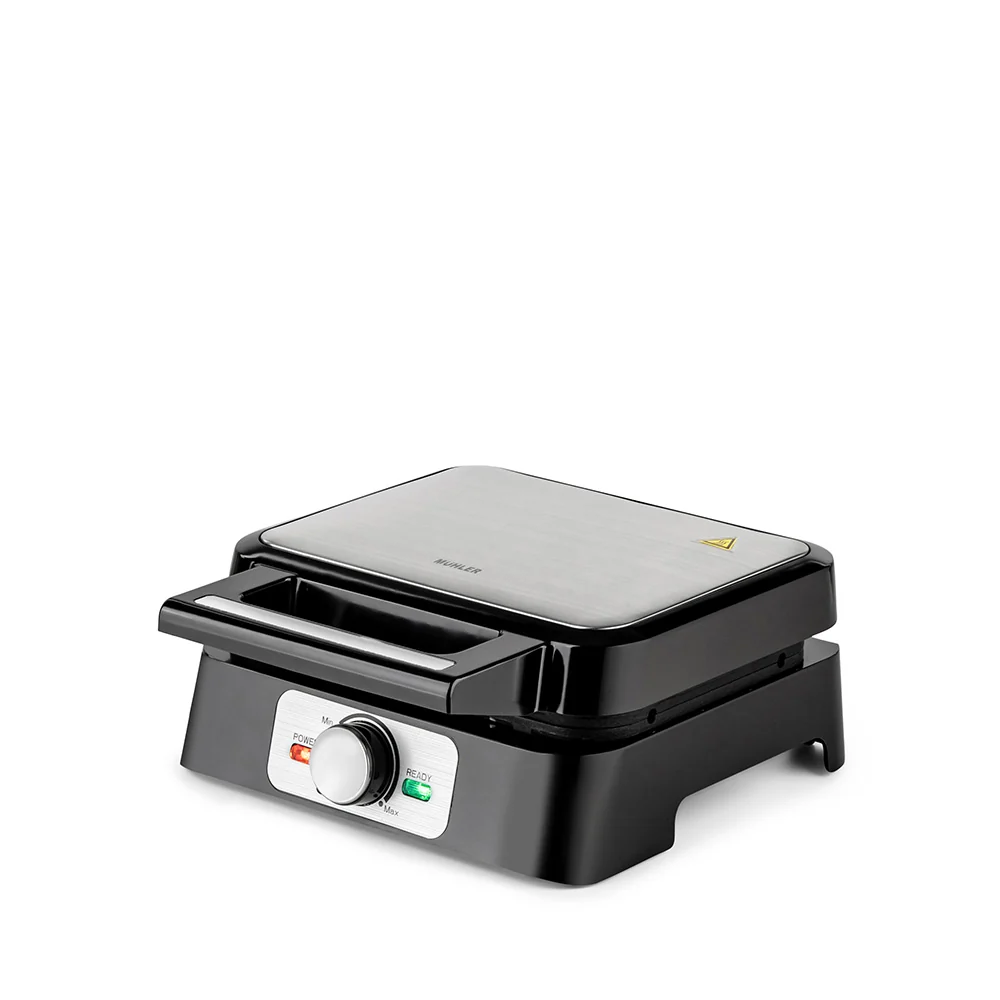 Гофретник Muhler MHT-1666WXL, 1600W, Незалепващо покритие, Тип белгийска вафла, Регулируем термостат, Черен/Инокс
