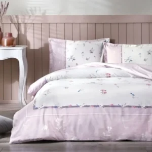 Двоен спален комплект «Nemesia Pink» - 4 части, ранфорс