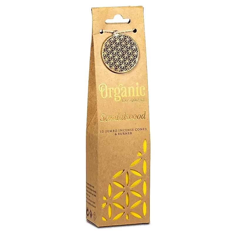 Ароматни конуси Organic Goodness | Сандалово дърво | L + керамична поставка