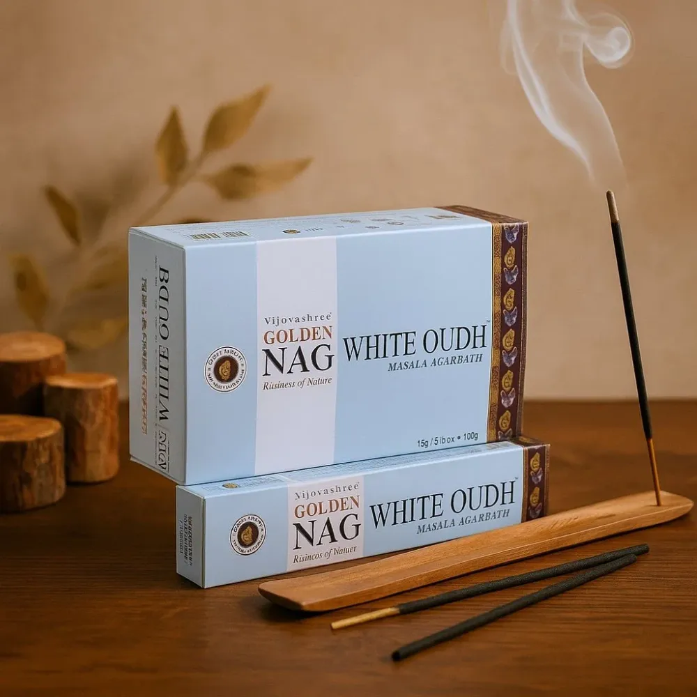 Бели пръчици за тамян Oudh 15g Vijayshree Golden Nag